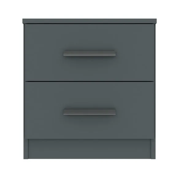Norland 2 Drawer Bedside Table, Graphite Grey
