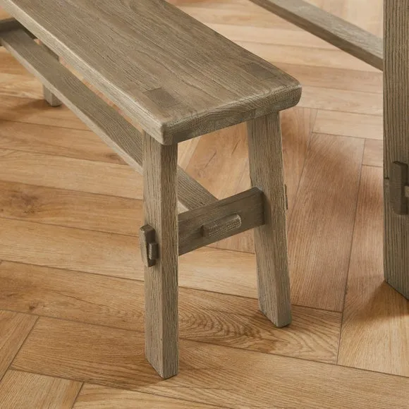 Enola Small Dining Bench, Rustic Oak 4