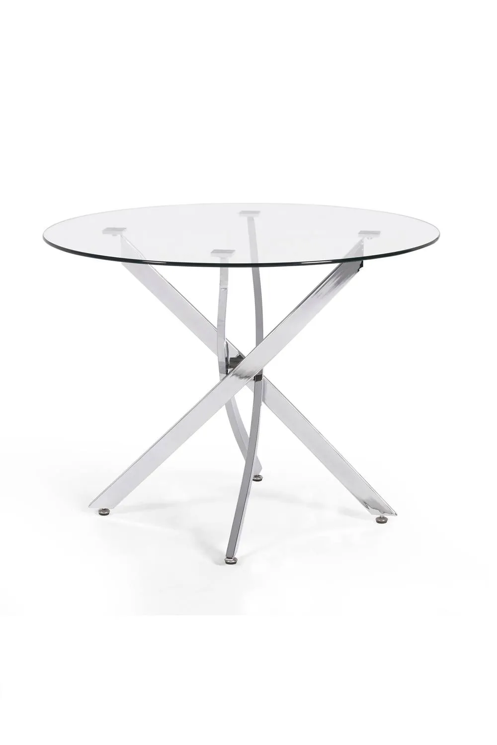 Julian Bowen Anderson Round Glass Top 4 Seater Dining Table in Silver 3