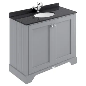 Bayswater Victrion Plummett Grey Traditional Freestanding Vanity Unit & Black Marble Top Basin - 1000mm