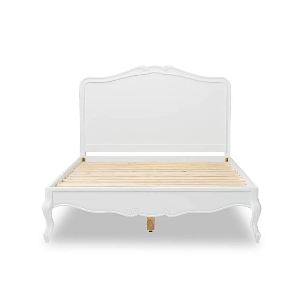 Statement Furniture Juliette French Style 5ft King Size Bed with Wooden Headboard in White 6