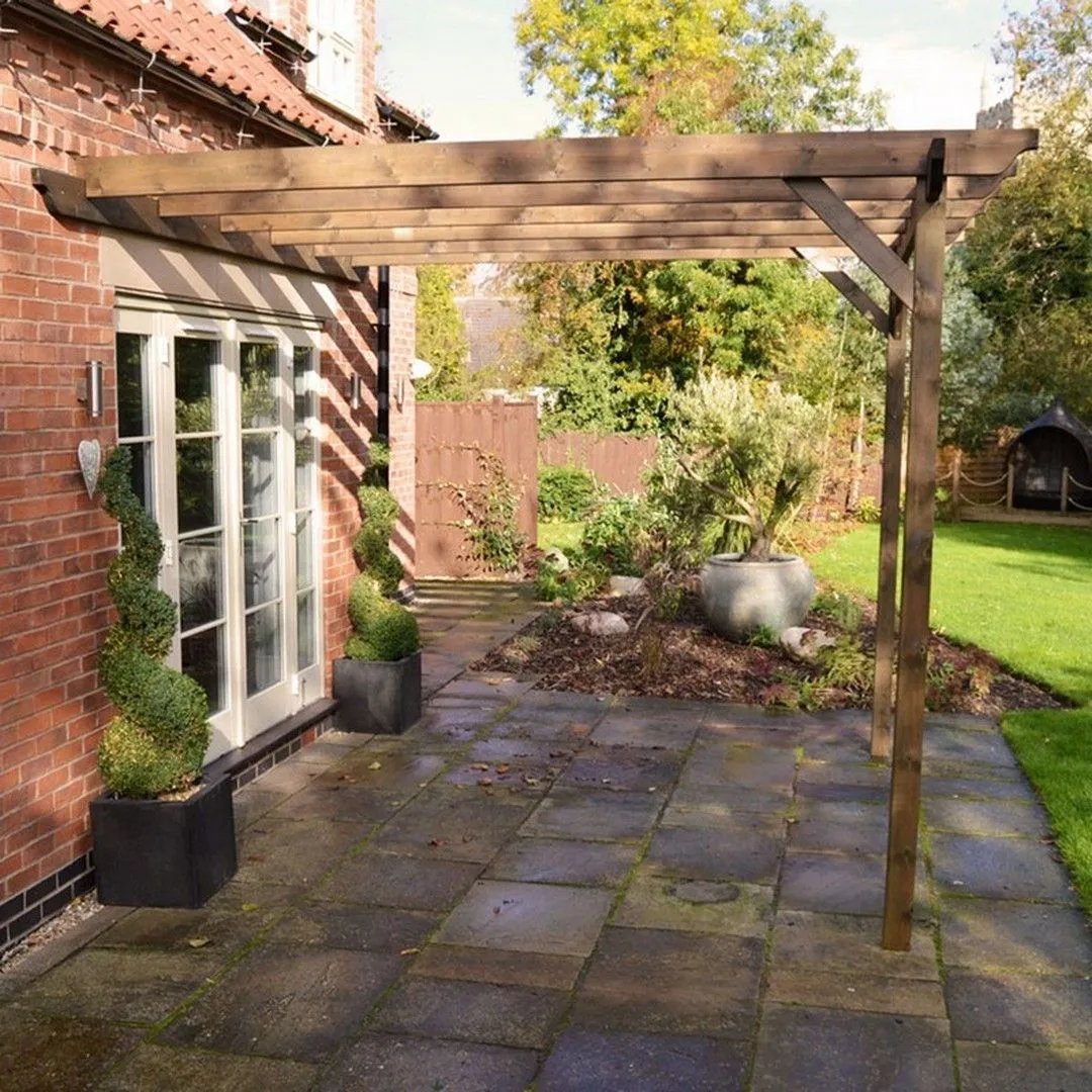 Rutland County Garden Furniture Ltd Wall Mounted Garden Pergola, Wood, L180 x W180 x H270 cm - Light Green in Brown 3