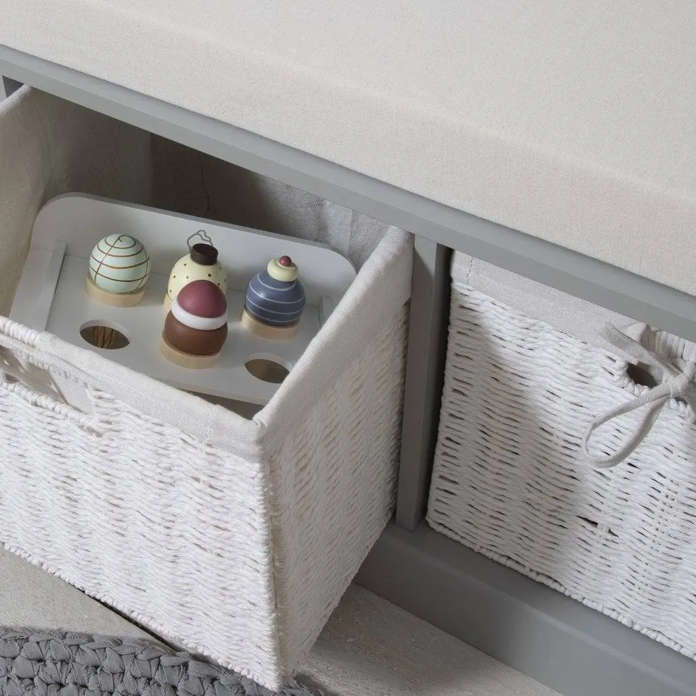 Nöa and Nani Stockholm Storage Bench with 2 Baskets in Silk Grey 3