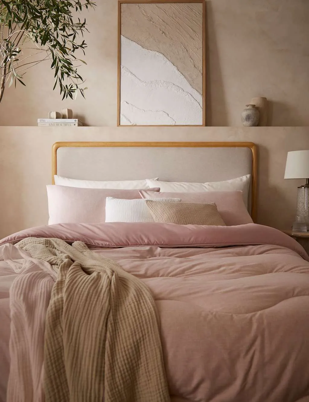 Nightlark Soft Weave 4.5 Tog Coverless Duvet Set Light Pink