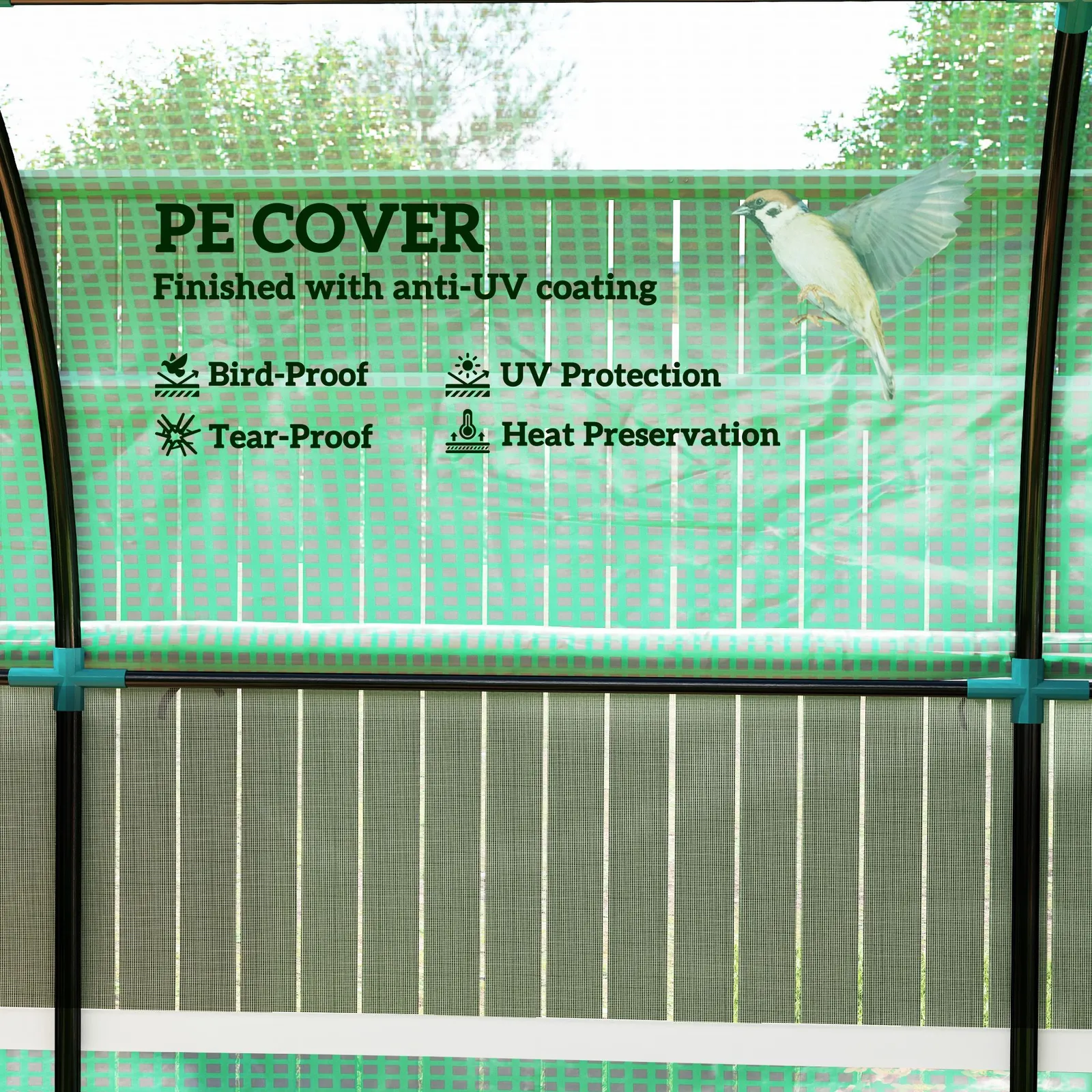 OUTSUNNY Polytunnel Greenhouse with UV-resistant PE Cover, Grow House, 3 x 2 x 2m in Green 4