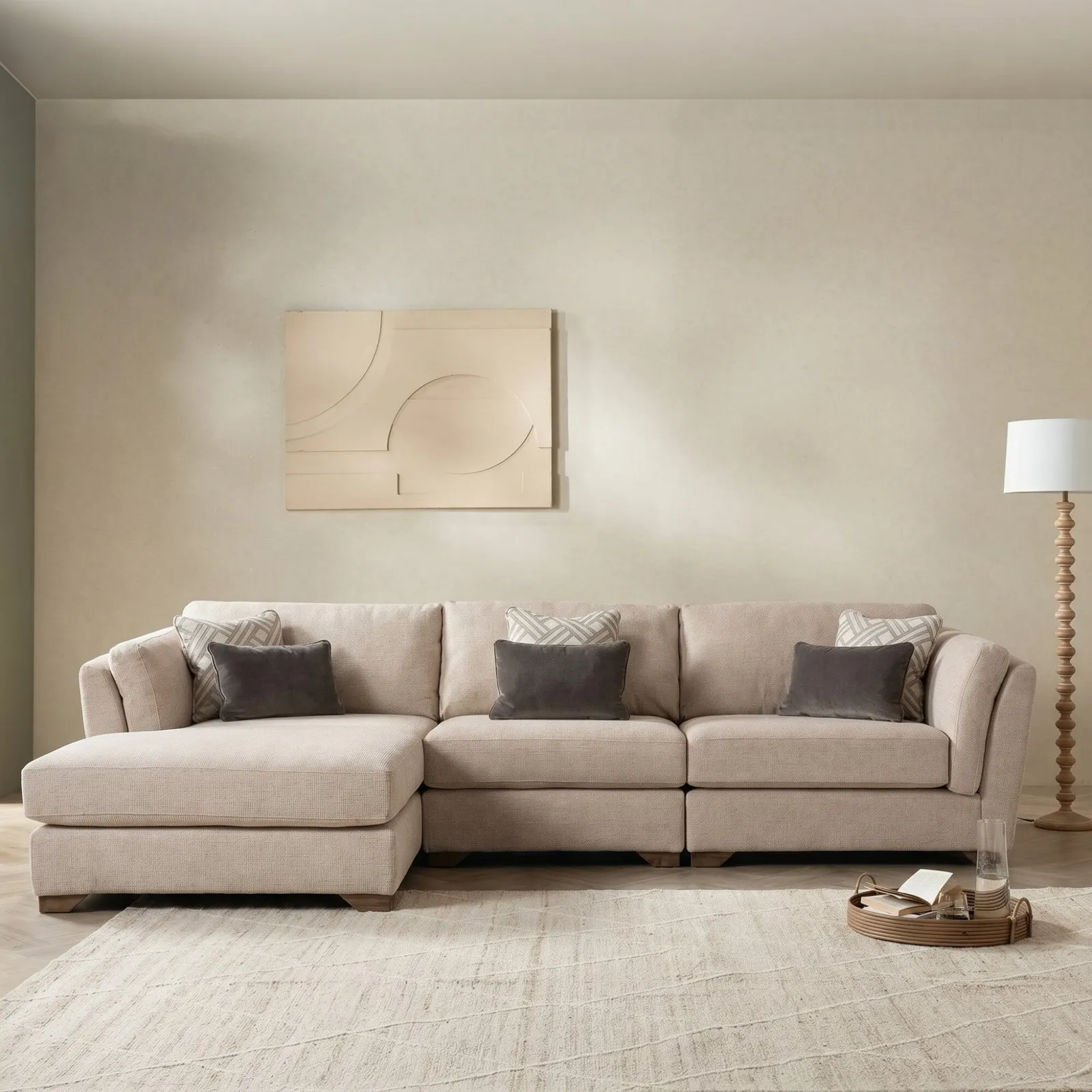 Geneva Large Lhf Chaise Sofa, Brown | Barker & Stonehouse 2
