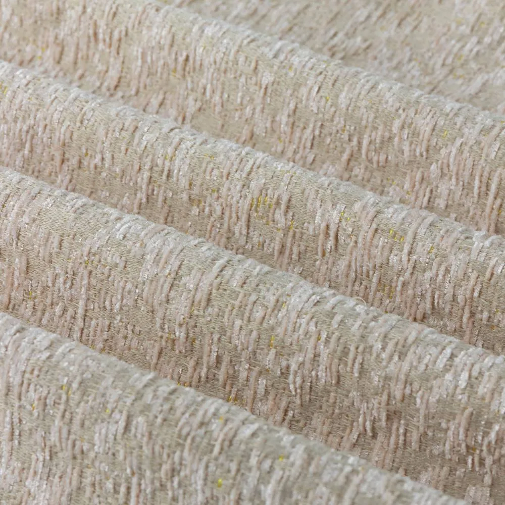 Paoletti Galaxy Velvet Chenille Eyelet Curtain Pair in Nude 6