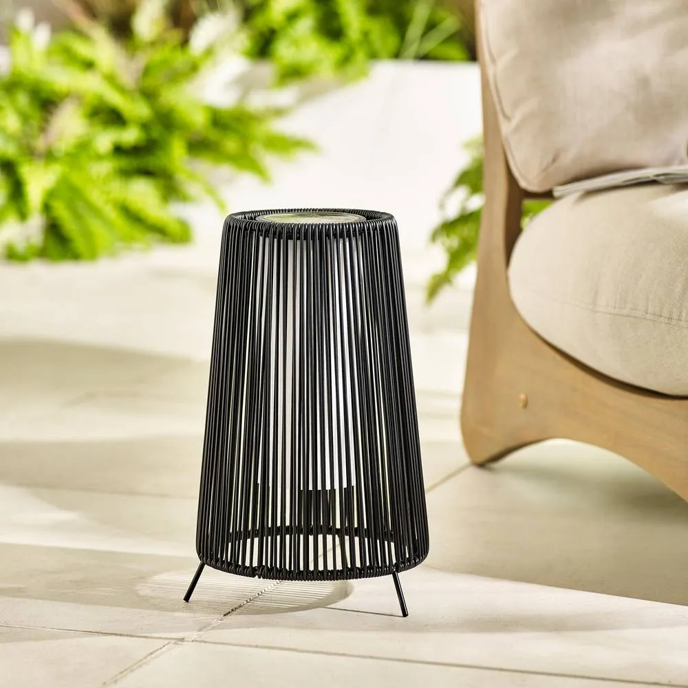 FurnitureboxUK Naples Black Rattan Solar Outdoor Lantern