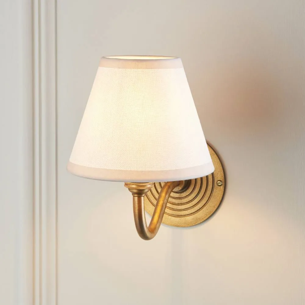 Netlighting Ripple Curve Brass Wall Light Fabric Ivy Shade 16cm B22 in White 5
