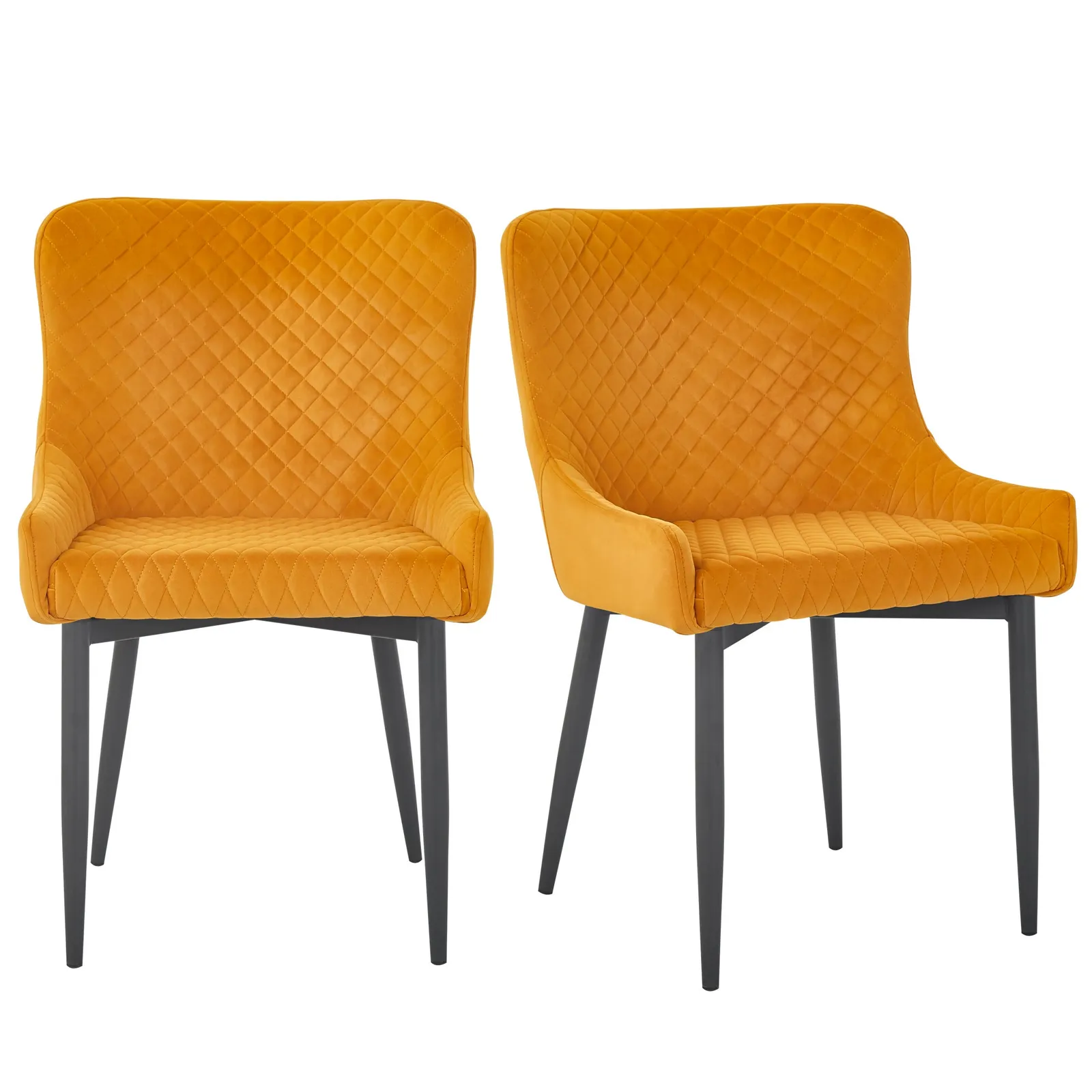 Montreal Set of 2 Dining Chairs Ochre Velvet Ochre