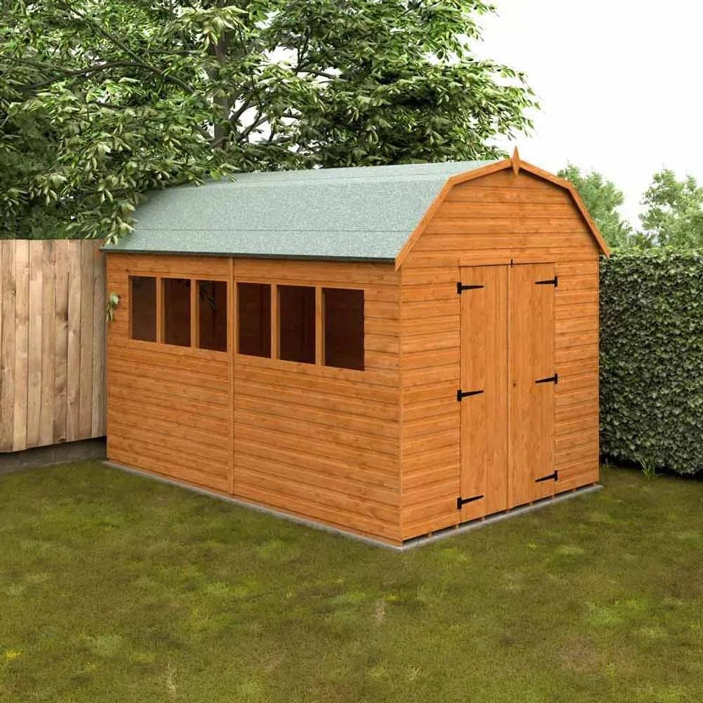 Buttercup Farm 12 x 8 Feet Barn 12mm Shed - Solid Wood/Softwood/Pine in Burnt Orange 2