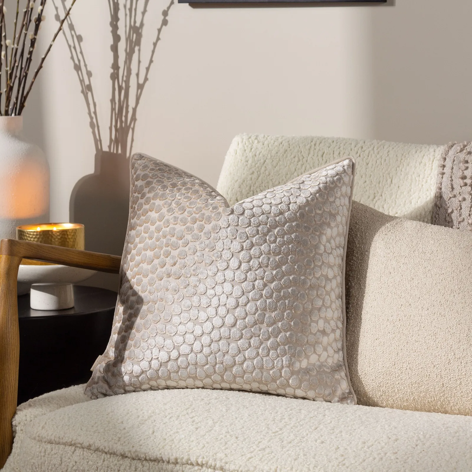 HOEM Lanzo Cut Velvet Piped Cushion in Grey