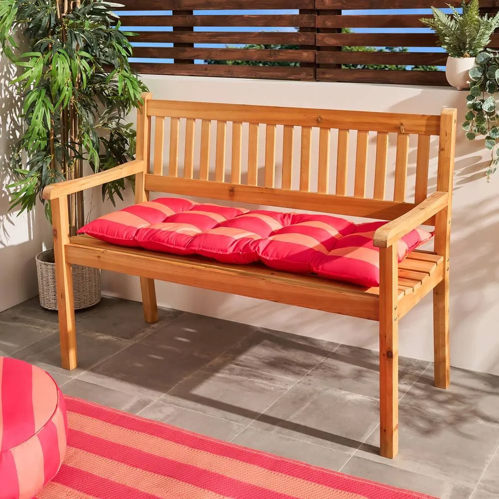 OHS Stripe 2 Seater Outdoor Bench Cushion Garden Furniture Seat in Orange