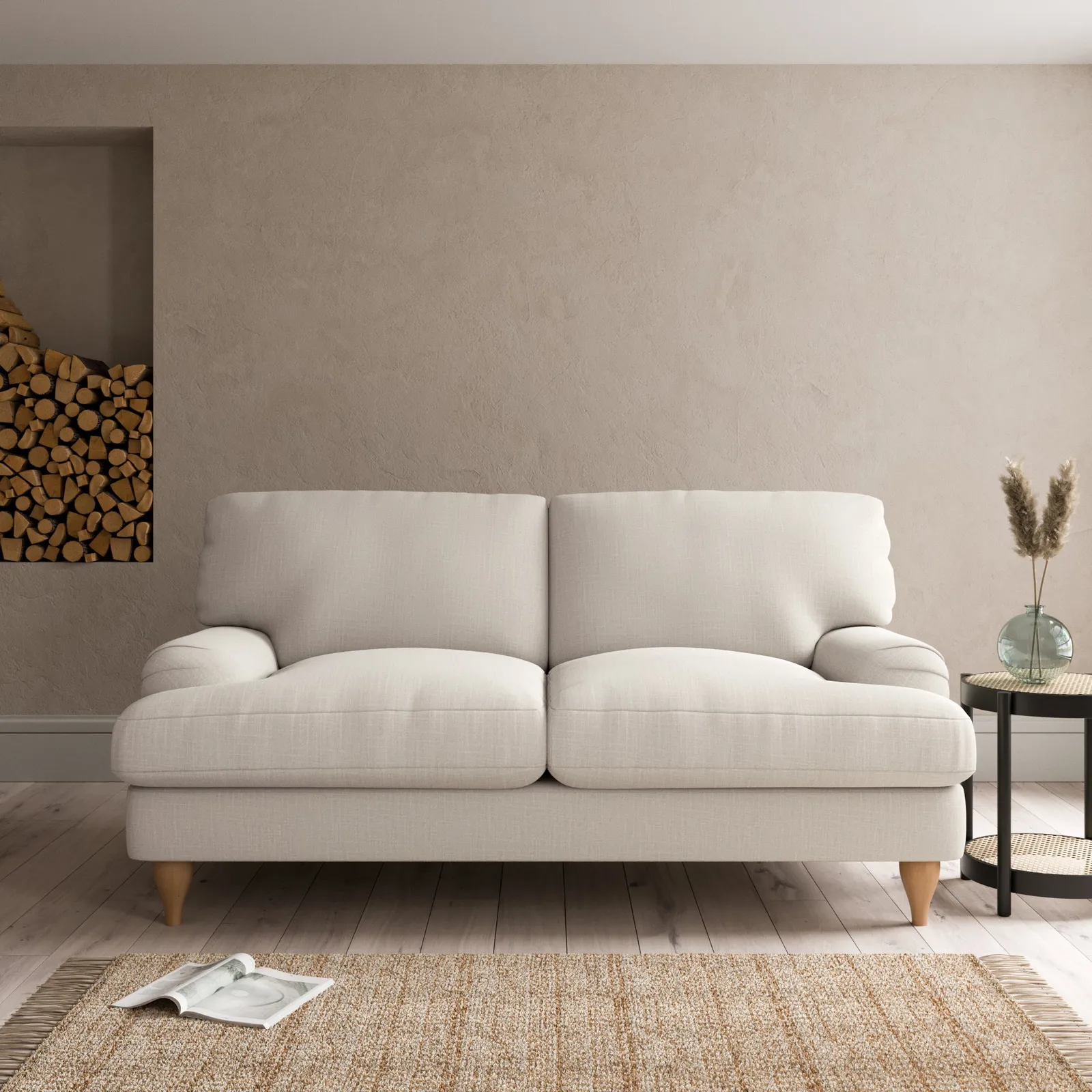 Darwin Slub Cotton Blend 2 Seater Sofa Brown