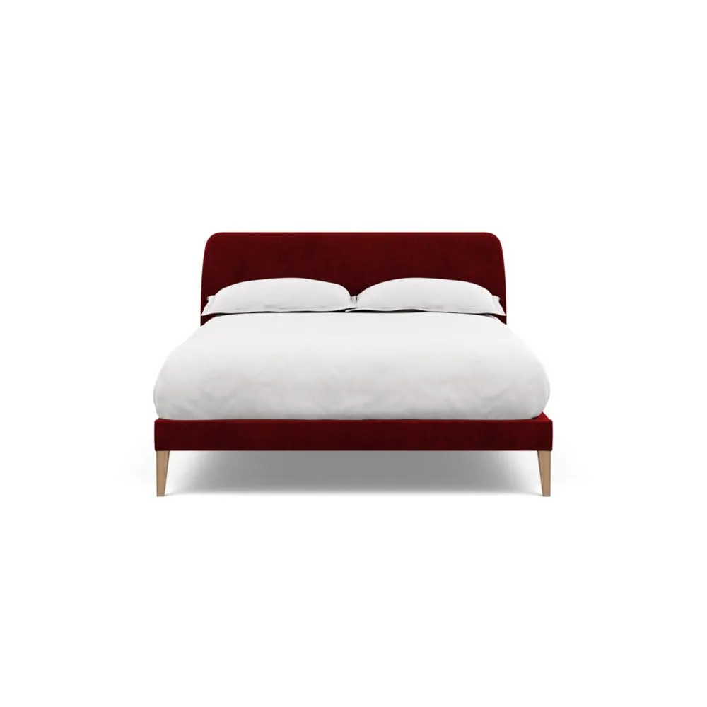 Heal's Wallis Bedstead Double Smart Luxe Velvet Mulberry Walnut Feet 2
