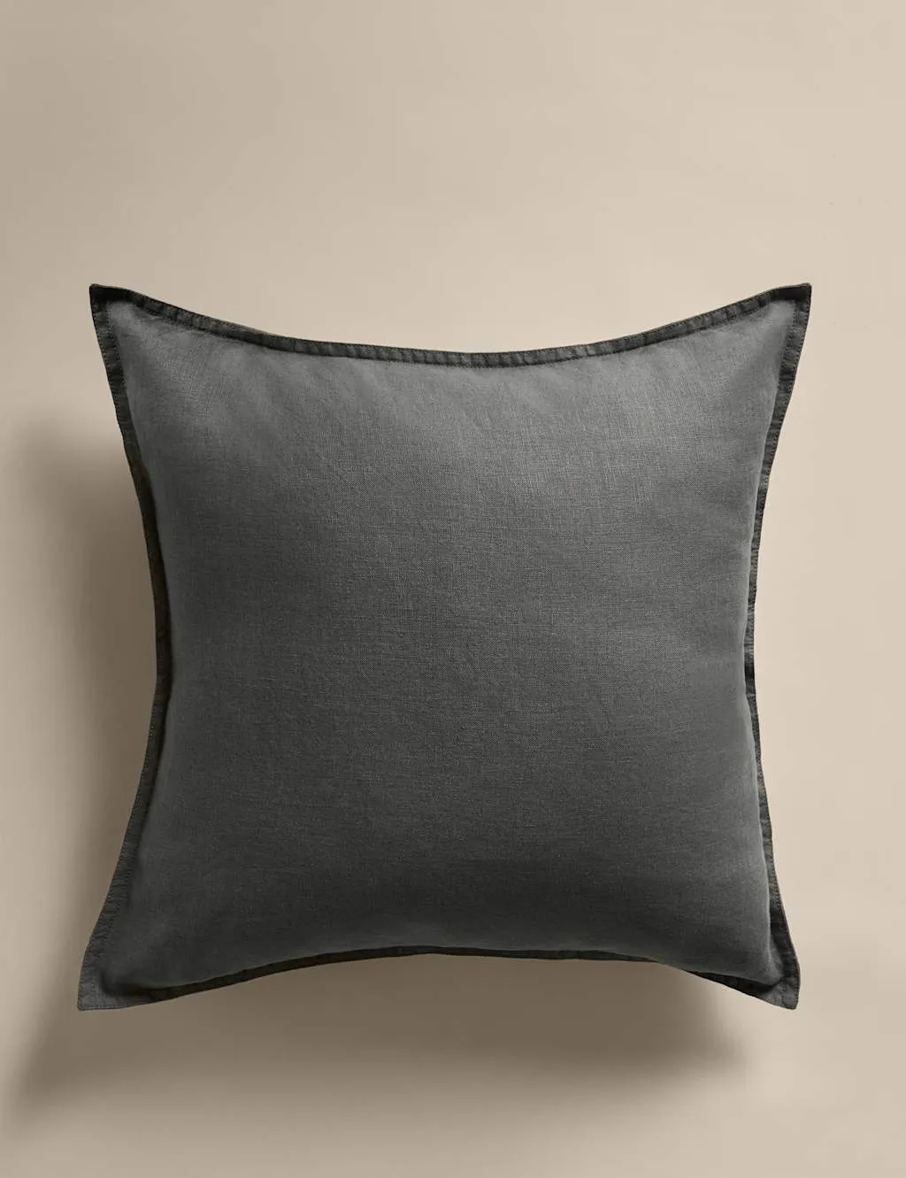 M&S Pure Linen Flange Trim Cushion Charcoal
