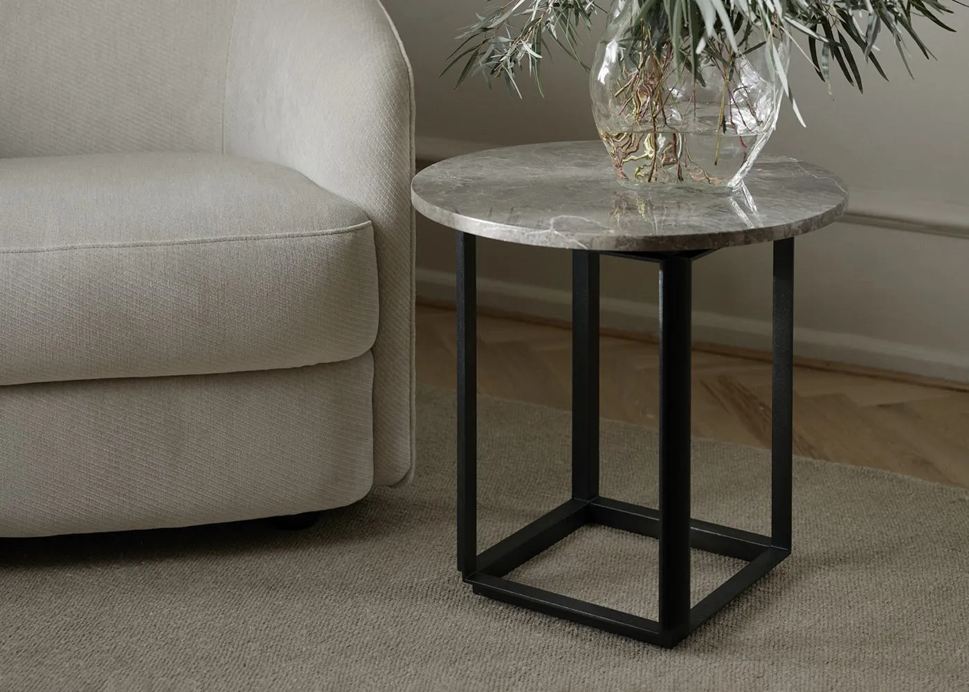 New Works Florence Side Table 50cm Gris Du Marais Black Frame 3