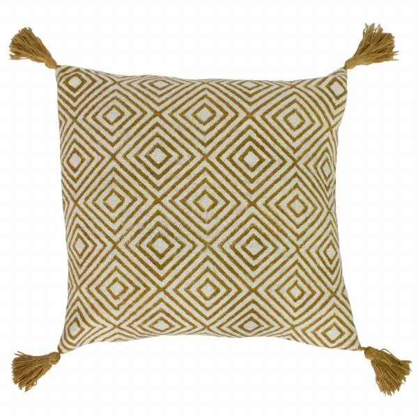 Ochre Tassel and Diamond Cushion