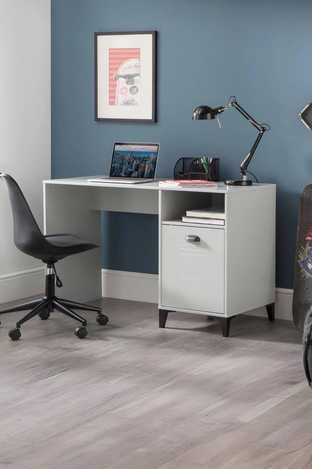 Julian Bowen Lakers Locker Style Desk with Shelf & Cupboard in Grey