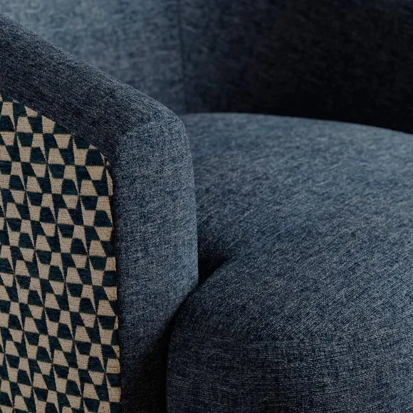 Carmen Distressed Chenille Geometric Swivel Chair 3