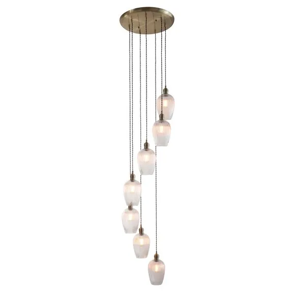 Vogue Sturt 7 Light Ribbed Adjustable Cascade Pendant Light 6