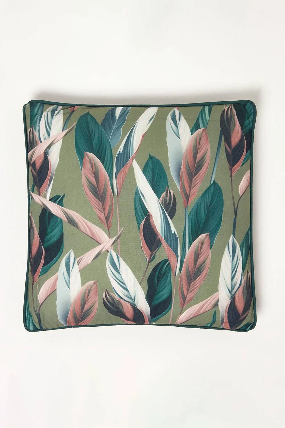 Homescapes Botanical Leaf Cushion 45 x 45 cm OEKO-TEX in Light Green 1