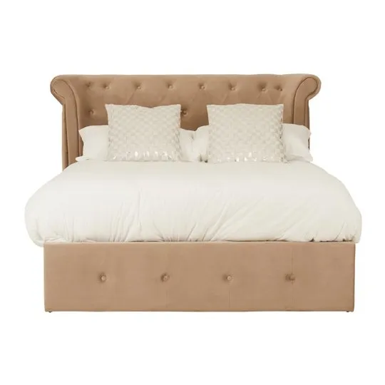 Cujam Ottoman Fabric Double Bed In Beige