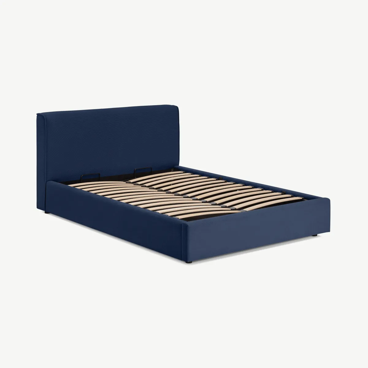 Bahra Double Bed with Ottoman Storage, Midnight Blue Corduroy Velvet