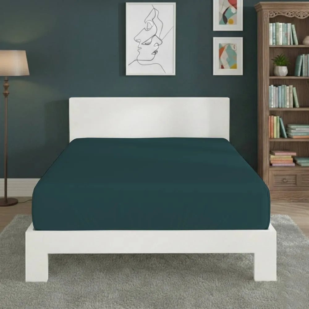 Snug City Polycotton Fitted Sheet Extra Deep 40cm Skirt Easy Care in Teal