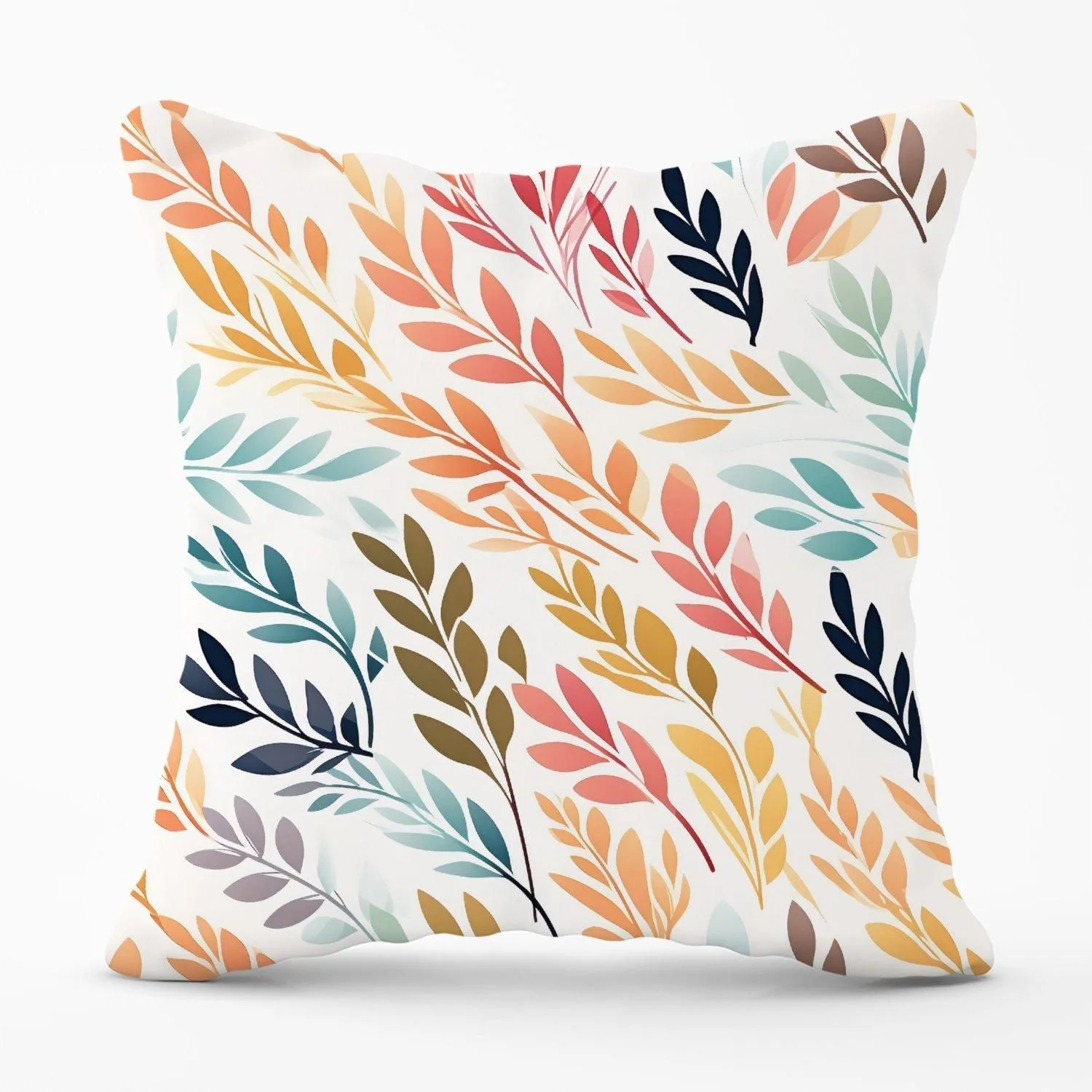 Warren Reed - Designer Colouful Sping Leaves Outdoor Cushion in Orange