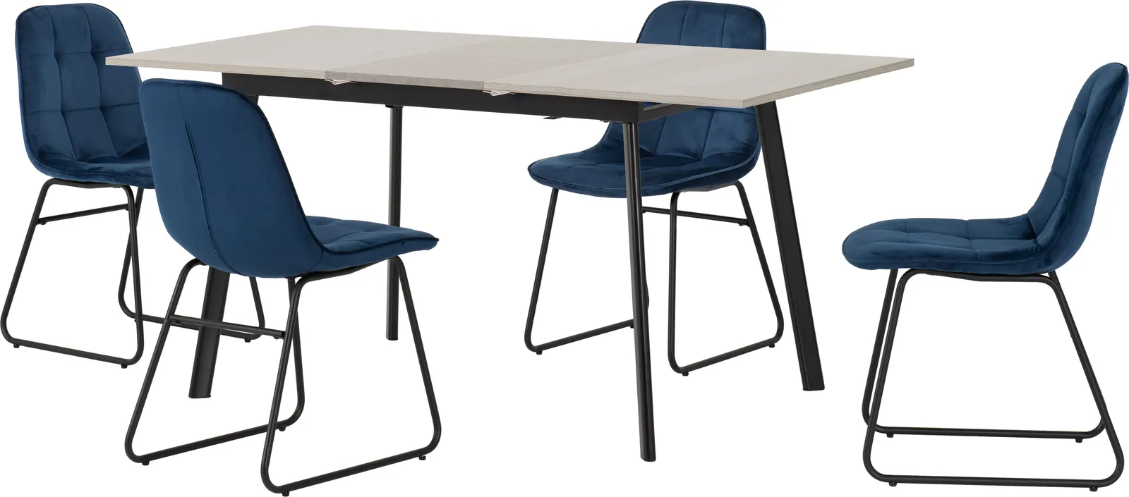 Seconique Avery Extending Dining Set with Lukas Chairs in Blue 2