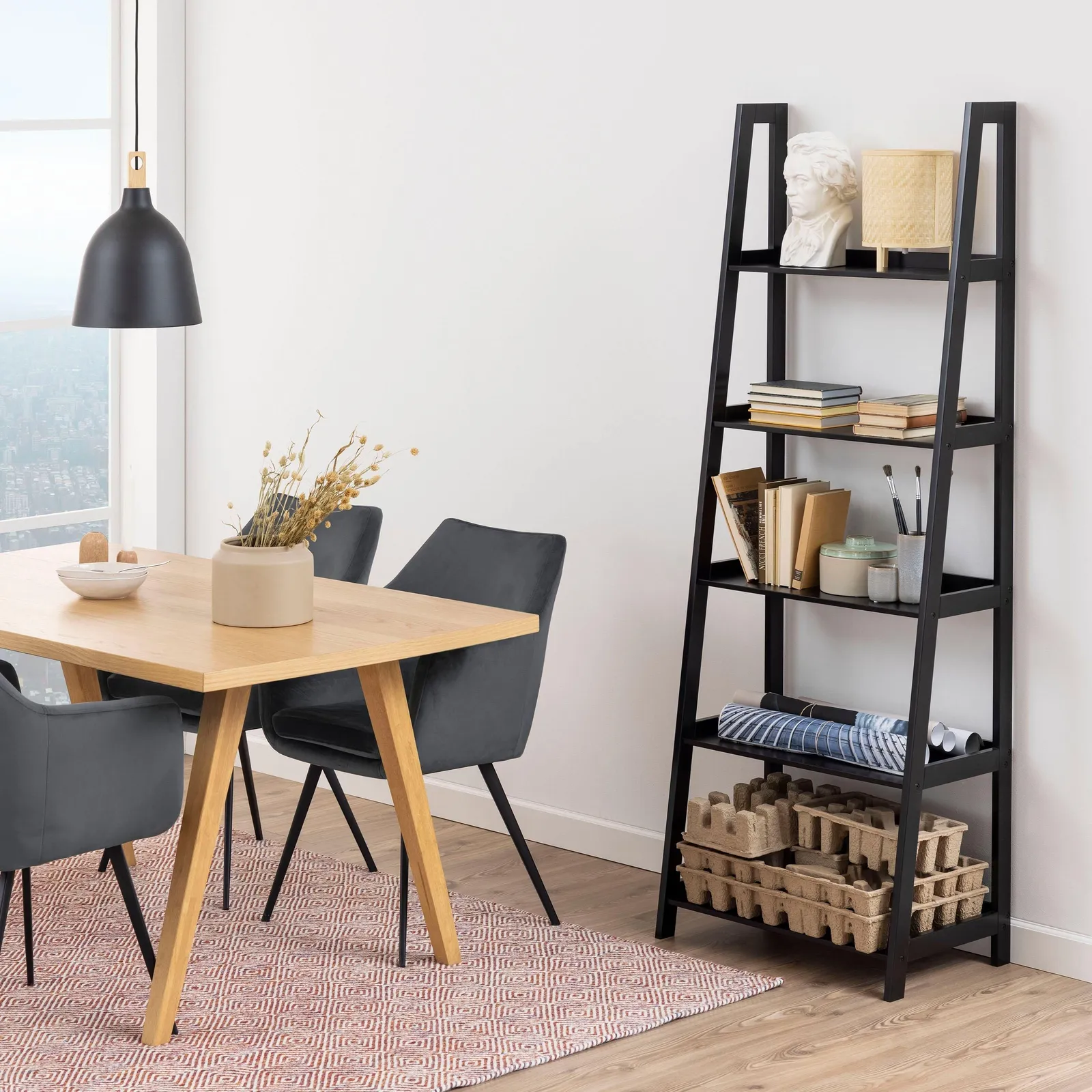 Furniture To Go Wally Bookcase with 5 Shelves in Black 4