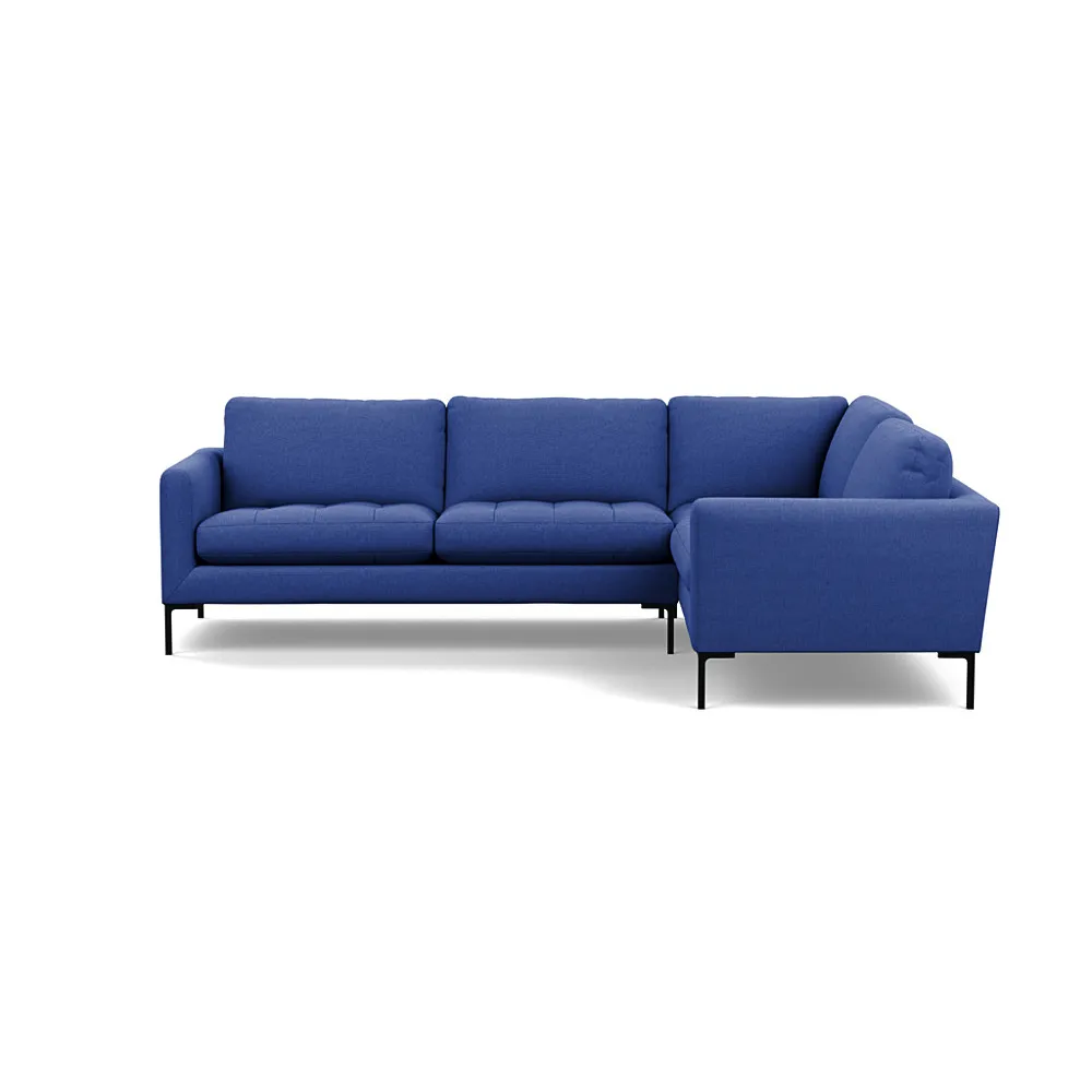Heal's Eton Right Hand Facing Corner Sofa Brushed Cotton Cobalt Black Feet
