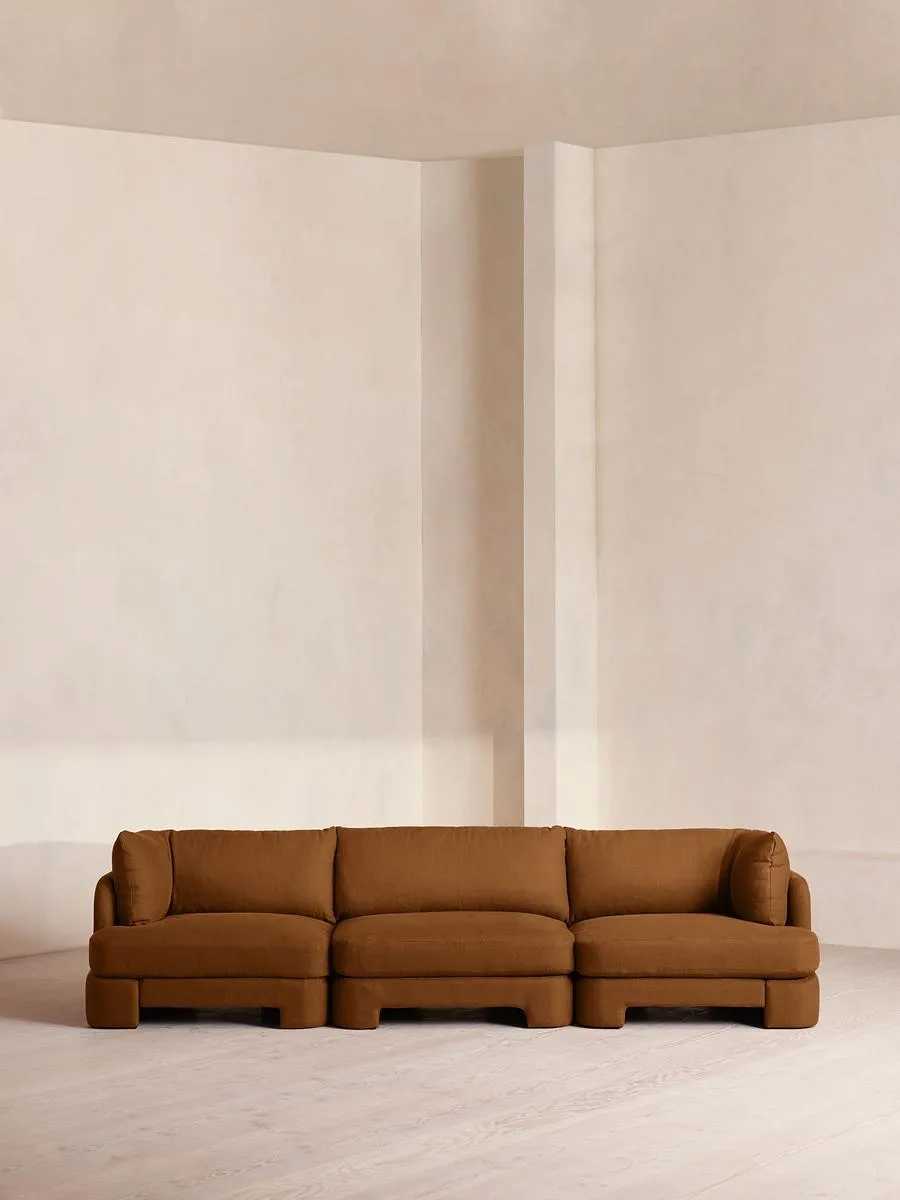 Odell Deeper Sit Modular Sofa, Four Seater, Linen, Terracotta