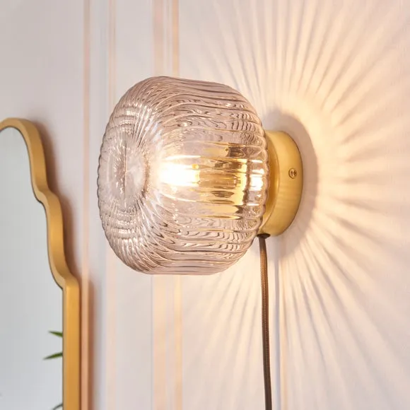Riley Ribbed Plug In Wall Light