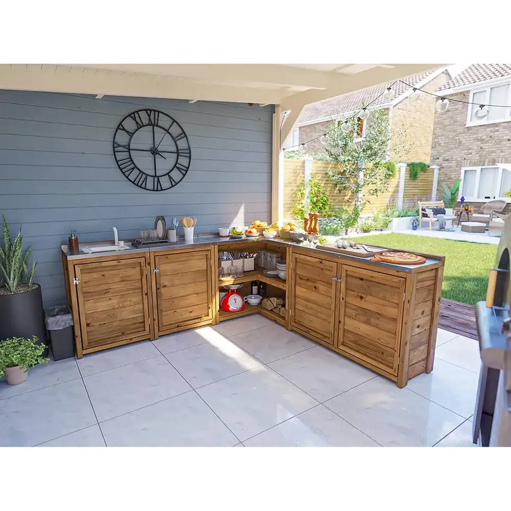 Dunster House Garden Kitchen with Left Side Sink W2m x D2m / W7' x D7' in Brown 5