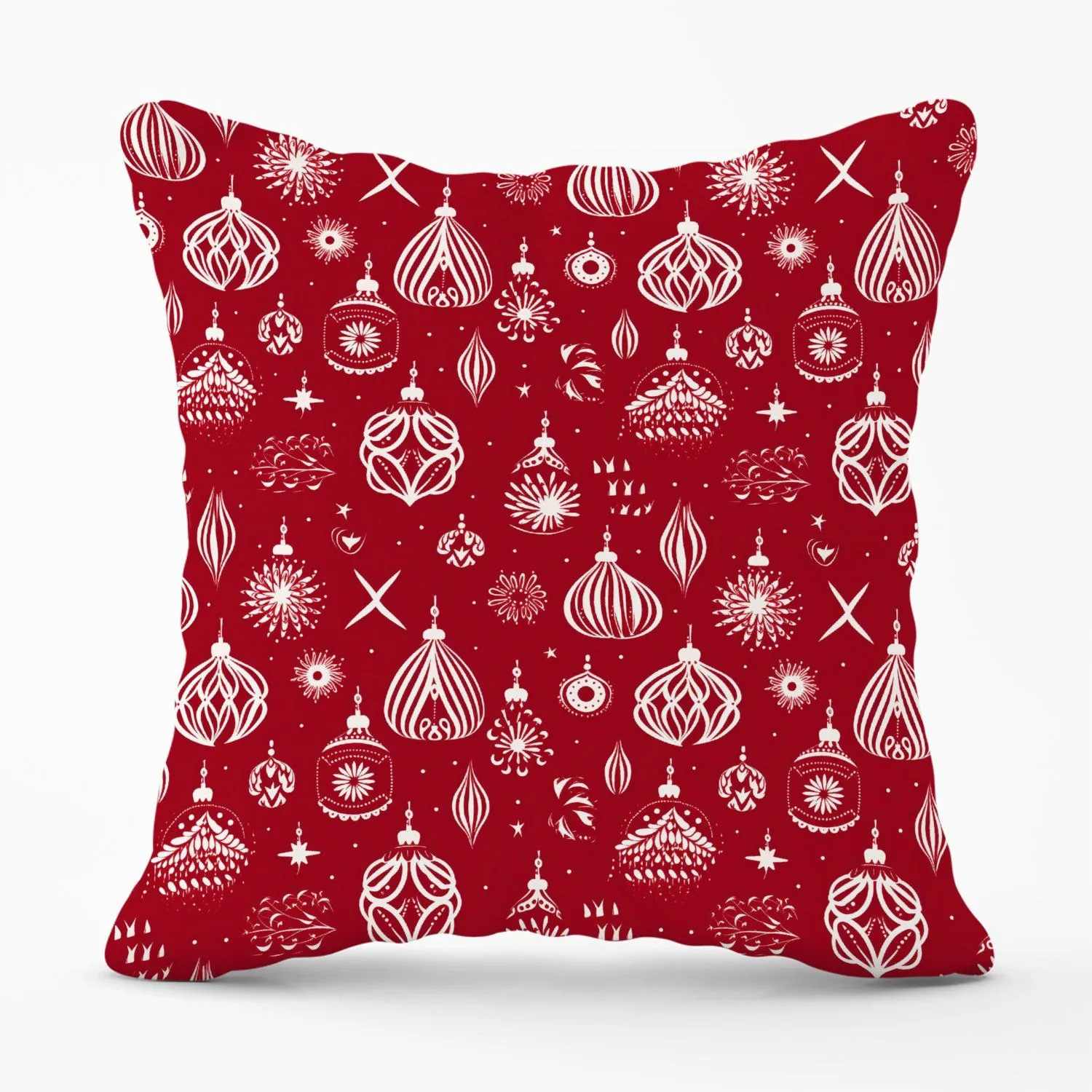 Warren Reed - Designer Red Christmas Decorations Pattern Outdoor Cushion