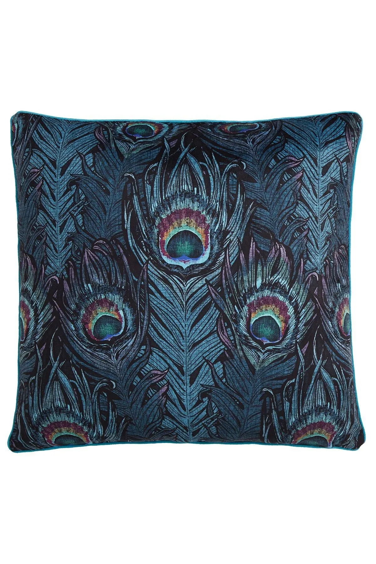 Laurence Llewelyn-Bowen 'Dandy Peacock' Jacquard Filled Cushion in Teal 2