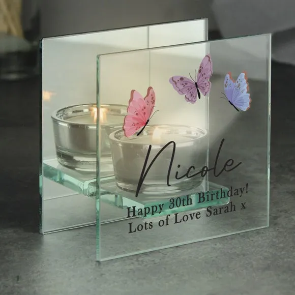 Personalised Butterfly Mirrored Tealight Holder 4