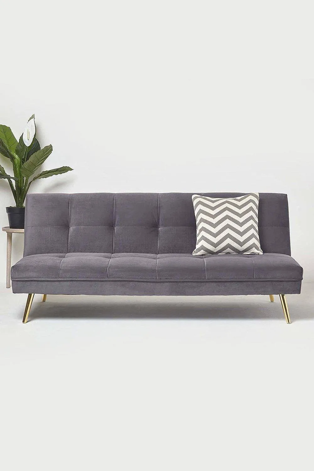 Homescapes Laurie Velvet Click Clack Sofa Bed in Dark Grey 2