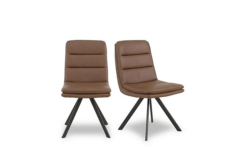 Njord Pair of Faux Leather Swivel Dining Chairs