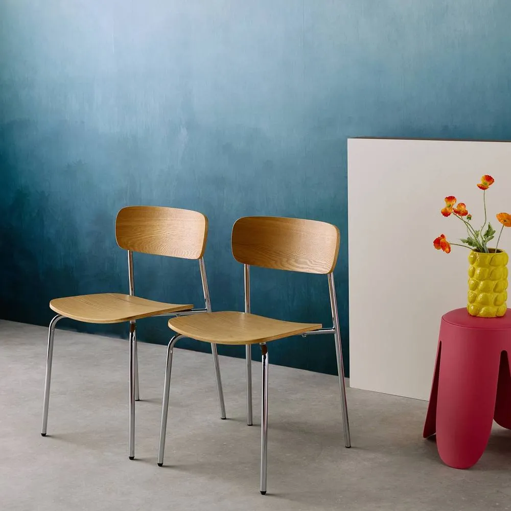 sweeek Vintage metal & plywood chair (set of 2) in Silver 4