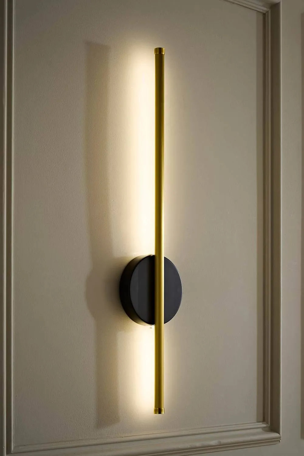ValueLights Lymm Pair Pillar Rechargeable Slimline Stem LED Wall Light in Gold 1