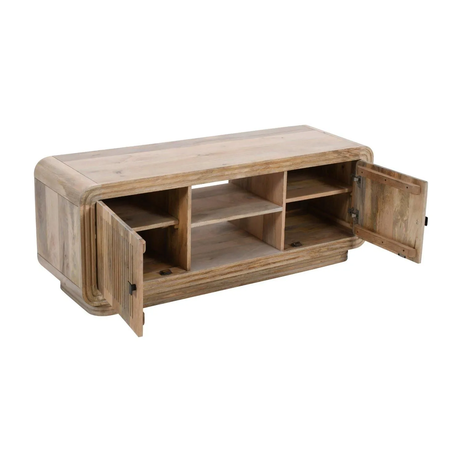 IH Design Paloma Carved Mango Wood 2 Doors Tv Cabinet Upto 55 Inch in Brown 4
