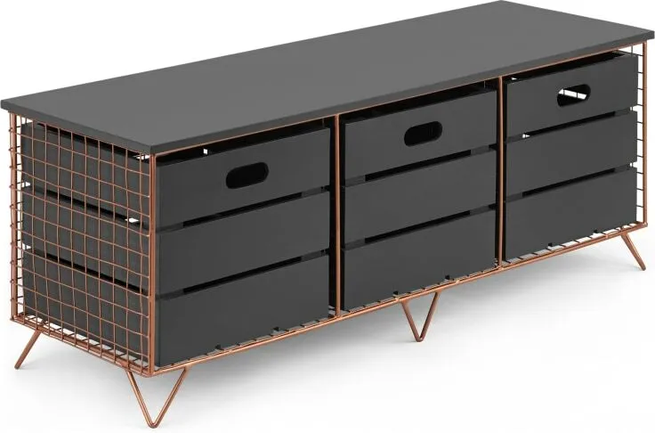 Amph Storage Bench, Copper and Grey