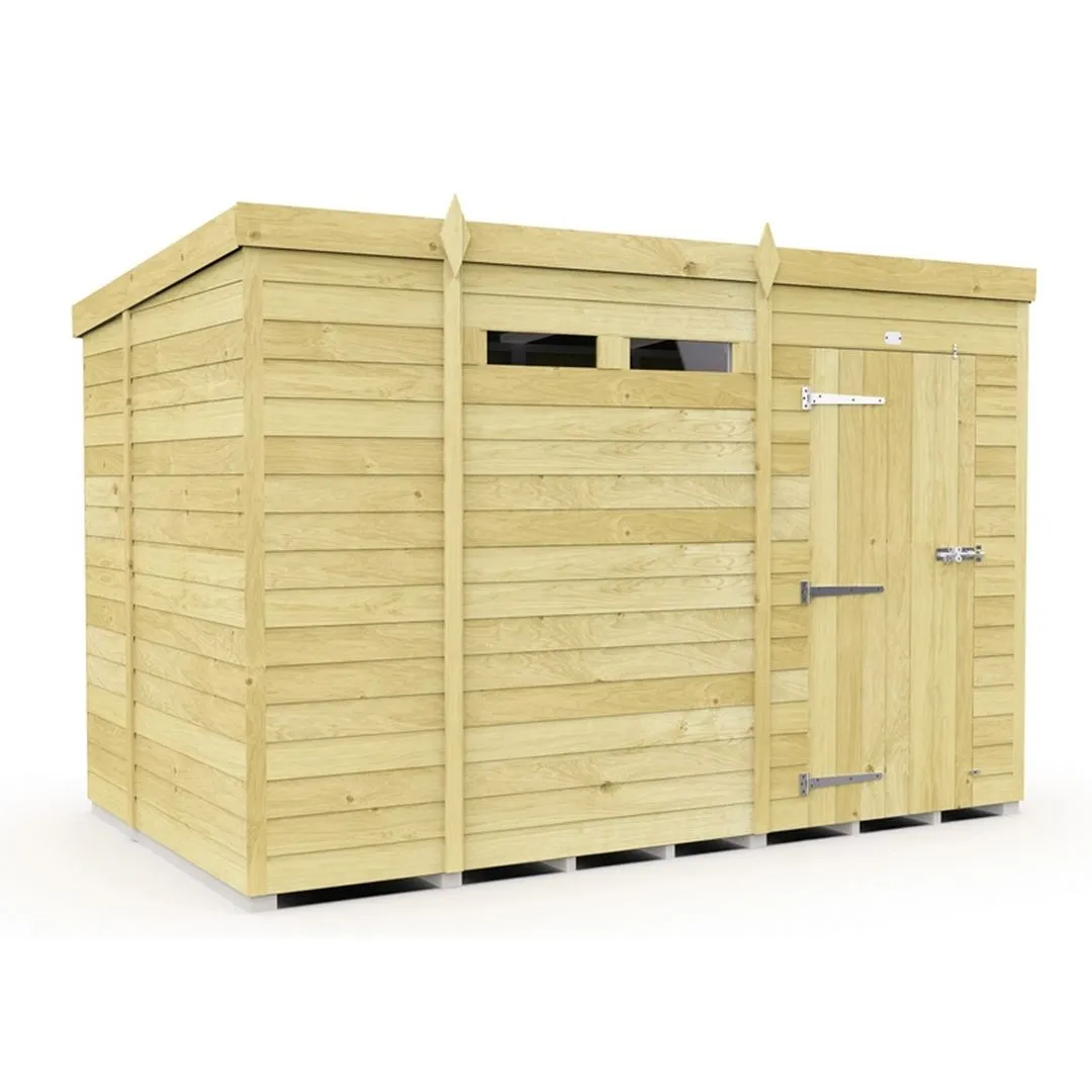 Buttercup Farm 10 x 6 Feet Pent Security Shed - Single Door - L178 x W302 x H201 cm in Brown