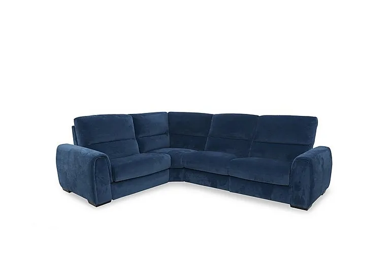 Fabric Small Left Hand Facing Corner Sofa Bed with Power Recliner and Storage Arms - R330 Steel Blue - Sofas and Armchairs - In Time for Christmas