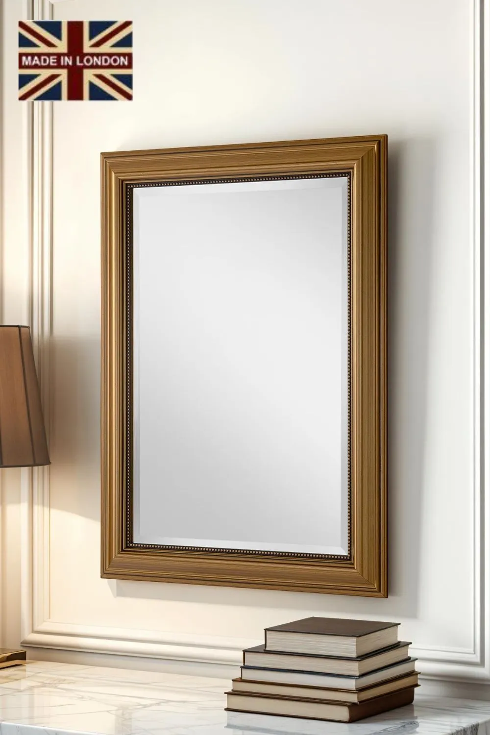 Yearn Mirrors Classic Gold Beaded Mirror 77.5x62.5cm