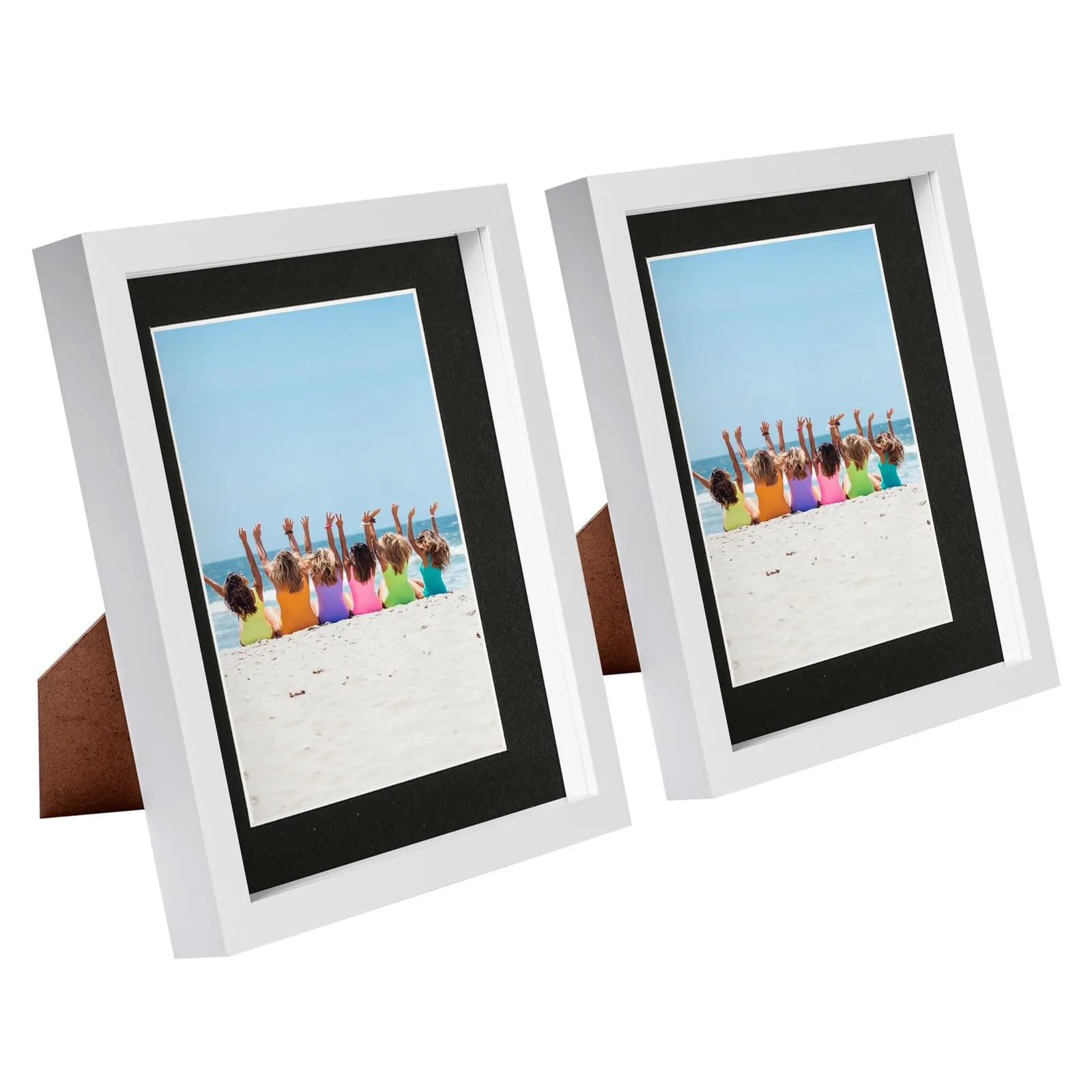 Nicola Spring 8x10" White 3D Box Photo Frames 5x7" - x2 in Black 1
