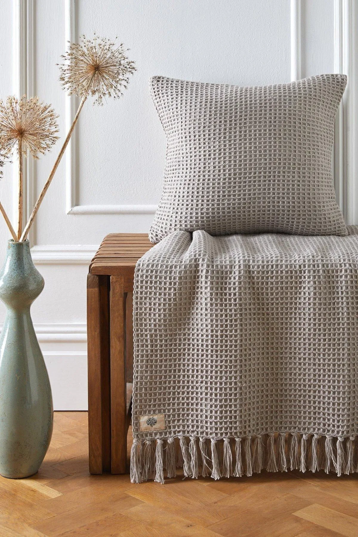 Appletree 'Bruges' Filled Cushion With Geo Waffle Texture in Natural 4